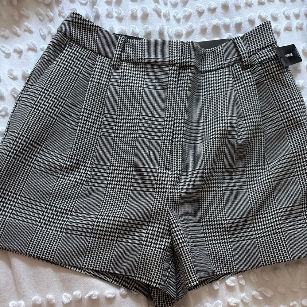 Express Black and White High Waist Shorts